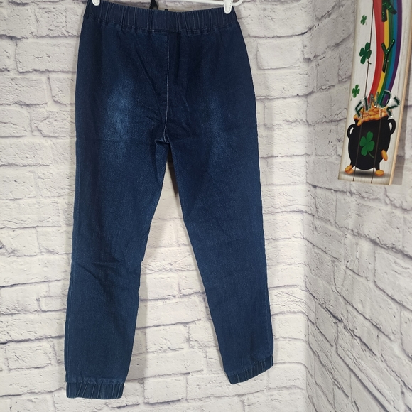 Women Pull-on Distressed Denim Joggers Elastic Waist Stretch Pants/ MEDIUM/NWOT - Picture 10 of 14